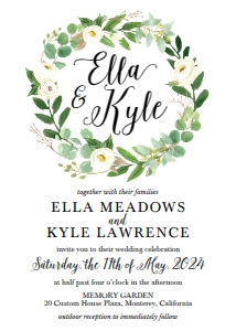 Greenery Wreath Wedding Invitation Template WW046: Greenery Wreath Wedding Invitation Template WW046 MASTER
