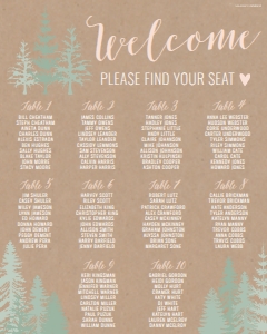 Rustic Pine Tree Outdoor Wedding Seating Chart Sign Template 16X20 WW039: Rustic Pine Tree Outdoor Wedding Seating Chart Sign Template WW039 MASTER