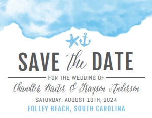 Beach Wave Wedding Save the Date Template WW040: Beach Wave Wedding Save The Date Template WW040 MASTER