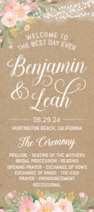 Floral Kraft Lace Rustic Wedding Program Template WW041 MASTER design preview
