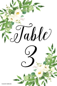 Greenery Wreath Wedding Table Numbers Template WW046: Greenery Wreath Wedding Table Numbers Template WW046 MASTER