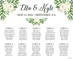 Greenery Wreath Wedding Seating Chart Sign Template 16X20 WW046: Greenery Wreath Wedding Seating Chart Sign Template WW046 MASTER