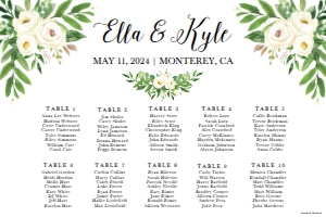 Greenery Wreath Wedding Seating Chart Sign Template 24X36 WW046: Greenery Wreath Wedding Seating Chart Sign Template WW046 MASTER