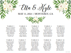Greenery Wreath Wedding Seating Chart Sign Template 18X24 WW046: Greenery Wreath Wedding Seating Chart Sign Template WW046 MASTER