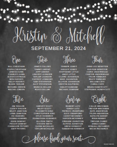 Chalk Lace Lights Wedding Seating Chart Sign Template WW050 MASTER design preview