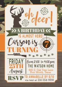 Hunting Camo Kids Party Invitation Template KP007 MASTER design preview