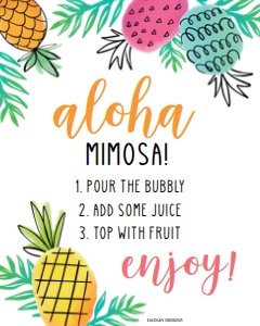 Pineapple Baby Shower Mimosa Sign BB060: Pineapple Baby Shower Signs Set Templates BB060 MASTER