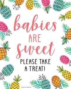 Pineapple Baby Shower Favors Sign BB060: Pineapple Baby Shower Signs Set Templates BB060 MASTER