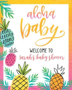 Pineapple Baby Shower Welcome Sign BB060 16x20: Pineapple Baby Shower Signs Set Templates BB060 MASTER