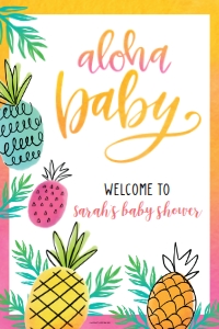 Pineapple Baby Shower Welcome Sign BB060 24x36: Pineapple Baby Shower Signs Set Templates BB060 MASTER
