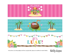 July Hawaiian Luau Dinner Party Bottle Labels Templates CC001: July Hawaiian Luau Dinner Party Accessories Set Templates CC001 MASTER
