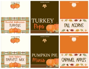 Fall Dinner Kit Food Tent Card Template CC005: Fall Dinner Kit Accessories Set Template CC005 MASTER