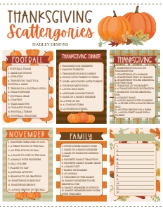 Fall Dinner Kit Fall Scattergories Game Template CC005 MASTER design preview