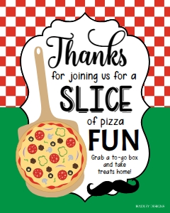 Pizza Party Kit Thank You Sign Template CC009 MASTER design preview