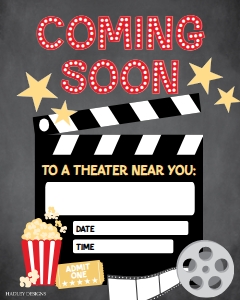 Movie Party Coming Soon Sign Template CC011: Movie Party Coming Soon Sign Template CC011 MASTER