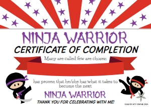 NInja Kids Party Certificate of Completion KP077 Template design preview