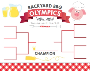 Backyard BBQ Kit Tournament Bracket Sign Template SO004: Backyard BBQ Tournament Bracket Template SO004