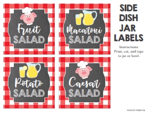 Backyard BBQ Side Dish Labels Template SO004 design preview