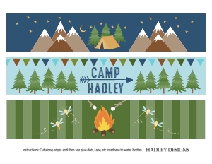 Family Campout Kit Bottle Wraps Template CC012: Family Campout Accessories and Decor Package Template CC012