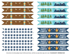 Family Campout Kit Straw Flags Template CC012: Family Campout Accessories and Decor Package Template CC012
