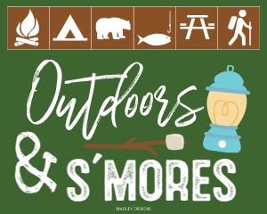 Family Campout Kit Outdoors and S'mores 8x10 Sign Template CC012: Family Campout Outdoors and S'mores Sign Template CC012