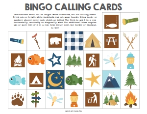 Family Campout Kit Bingo Game Template CC012: Family Campout Bingo Game Template CC012