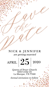 400HPA E15 save the date rose gold confetti design preview
