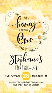 400HPA E059 01 bee day birthday e-vite design preview