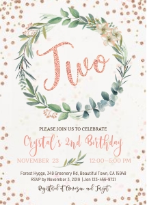 112HPA 05 greenery 5x7 BDay girl TWO rose gold design preview