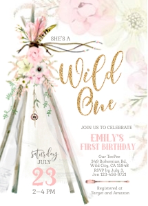 107HPA 02 TeePEe Birthday 5x7 wild one GOLD design preview