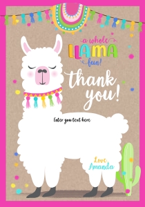 073HPA 08 Llama Thank you card: 073HPA 08 Llama Thank you card