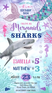 400HPA E062 01 dual party mermaids and sharks: 400HPA E062 01 dual party mermaids and sharks