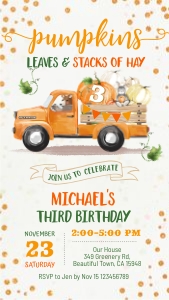 E134 02 pumpkin truck orange BDay bunny design preview