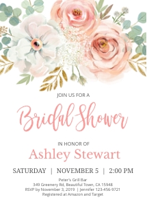 119HPA 01 Bridal Shower 5x7 blush pink flowers: 119HPA 01 Bridal Shower 5x7 blush pink flowers