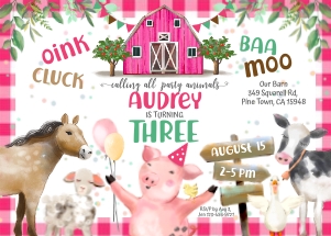 150HPA 02 FARM BDay PINK barn 7x5: 150HPA 02 FARM BDay PINK barn 7x5