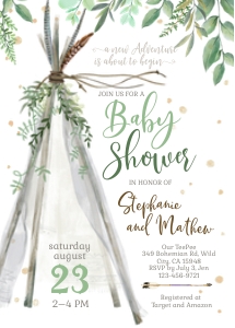 130HPA 02 TeePee baby Shower 5x7: 130HPA 02 TeePee baby Shower 5x7