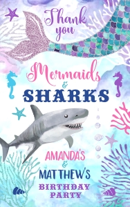 062HPA 29 B mermaids sharks paper bag label 8x5 design preview