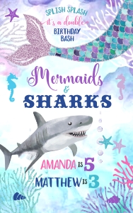 062HPA 29 A mermaids sharks paper bag label 8x5 design preview