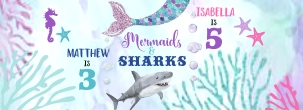 062HPA 27 Bubble bottle label sharks mermaids design preview