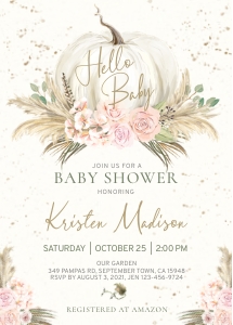 170hpa 02 Pampas Pumpkin Baby shower 5x7 design preview