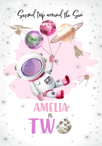 154HPA 18 D Astronaut Space juice label TWO birthday no face girl design preview