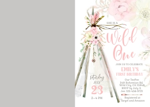 107hpa 11 TeePee BDay 7x5 Wild One pink photo design preview