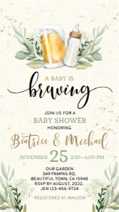 E173 03 baby is brewing E-vite ivory greenery: E173 03 baby is brewing E-vite ivory greenery
