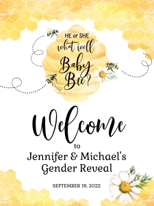 049hpa 18 K Welcome sign He or She reveal 18x24 white: 049hpa 18 K Welcome sign He or She reveal 18x24 white