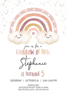 184hpa 01 Rainbow clouds birthday invitation 5x7: 184hpa 01 Rainbow clouds birthday invitation 5x7