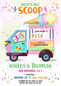 118hpa 10 Ice cream truck joint siblings 5x7 BDay design preview