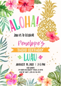 187hpa 04 luau pineapple aloha BDay white back 5x7: 187hpa 04 luau pineapple aloha BDay white back 5x7