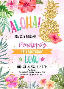 187hpa 03 luau pineapple aloha BDay 5x7: 187hpa 03 luau pineapple aloha BDay 5x7
