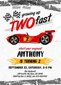 197hpa race car invitation 5x7: 197hpa 01 race car invitation 5x7