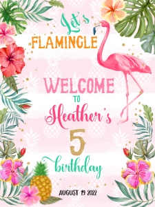 044hpa A 12 flamingo welcome sign 18x24: 044hpa 12 A flamingo welcome sign 18x24